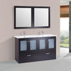 60" Hermosa Double Modern Bathroom Vanity With Integrated Sinks, Mir, Espresso