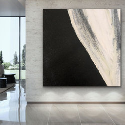 Preethi Arts - 60x60 Inch Original Black White abstract Painting Large Modern Wall Art Decor - Paintings