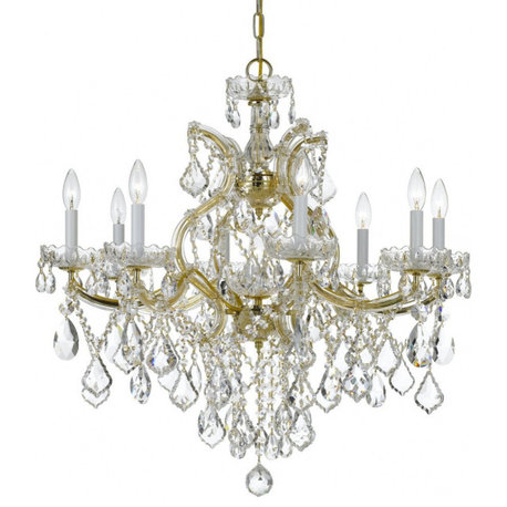 Crystorama Maria Theresa 9-LT Swarovski Strass Chandelier, Gold