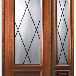 Prehung Side light Door 80 Wood Mahogany Sandringham 3/4 Lite Glass - Front Doors