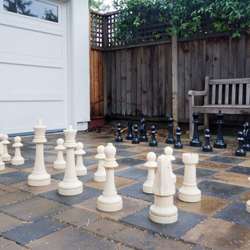 Outdoor Chess set on Paver Driveway