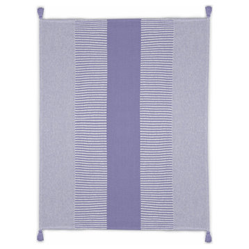 Purple Woven Cotton Striped Throw Blanket