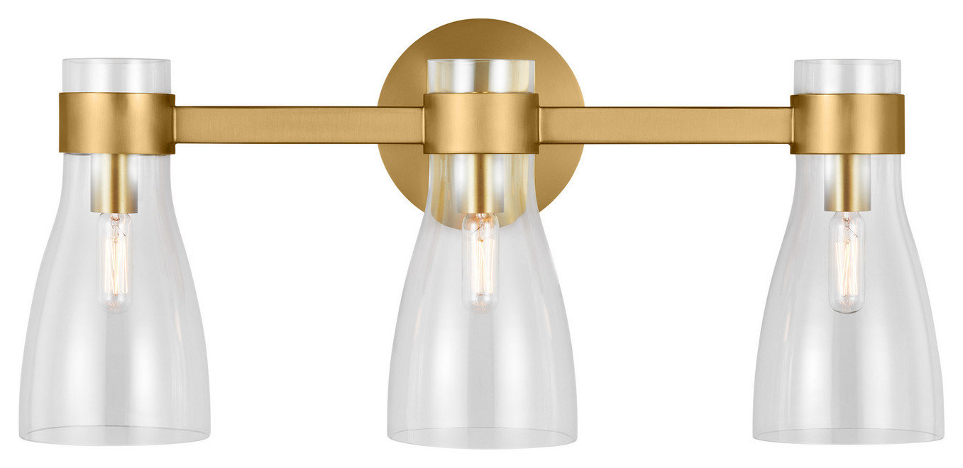 Moritz 3-Light Bath Fixture, Burnished Brass - Transitional - Bathroom ...