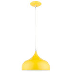 Livex Lighting - Amador 1 Light Shiny Yellow With Polished Chrome Accents Pendant - The Amador one light pendant features a modern, minimal look. It is shown in a chic shiny yellow finish shade with a shiny white finish inside and polished chrome finish accents.