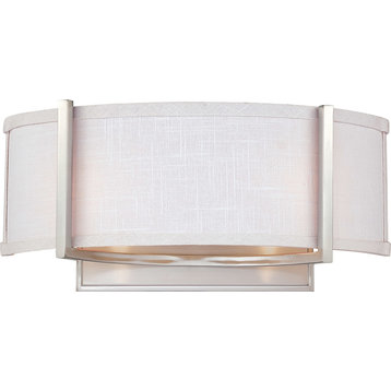 Contemporary Gemini 2-Light Wall Sconce, Brushed Nickel Finish