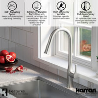 Karran KKF140 1-Handle Pull-Down Sprayer Kitchen Faucet, Stainless Steel