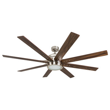 Honeywell Xerxes Modern Ceiling Fan With Light and Remote, 62", Brushed Nickel