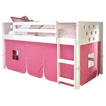 Donco Kids McDonald Low-Loft Bed With Pink Tent, Twin