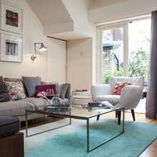 blue rug grey sofa