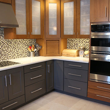 Contemporary Kitchen Featuring Black Base Cabinets