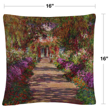 Claude Monet 'A Pathway, Monets Garden' Decorative Throw Pillow