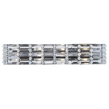 Evelyn Crystal Rectangle 1-Light Iron/Crystal LED Vanity Light, Chrome, 31.75