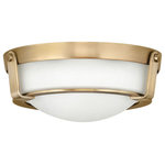 Hinkley - Hinkley Hathaway 3223Hb Small Flush Mount, Heritage Brass - Hathaway's striking design features a bold shade held, place by three intersecting, floating arms with unique forged uprights and ring detail for a modern style. Available, Heritage Brass with etched glass, Olde Bronze with etched glass, Olde Bronze with etched amber glass and Antique Nickel with etched glass.