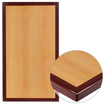 30 x 42 Rectangular 2-Tone High-Gloss Cherry Resin Table Top with 2 Thick...