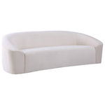 Meridian Furniture - Riley Velvet Upholstered Rounded Sofa, Cream - Go for easy, breezy style with this lovely Riley velvet sofa. The cream velvet is a showstopper in the living room, den, or great room, adding a casual yet modern vibe wherever you choose to use it. The velvet material feels soft and welcoming to the touch, ensuring that your leisure time is well spent in cloud-like comfort. Pair it with other items in the Riley collection, or use it on its own as a standalone piece.