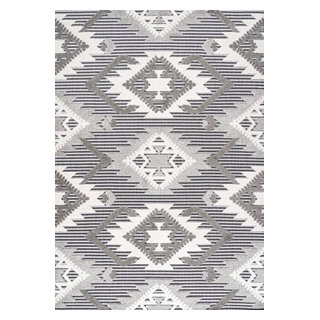 JONATHAN Y Sumak High-Low Pile Neutral Diamond Kilim Beige/Gray 5