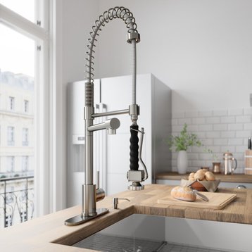 VIGO Zurich Pull-Down Kitchen Faucet With Deck Plate, Stainless Steel
