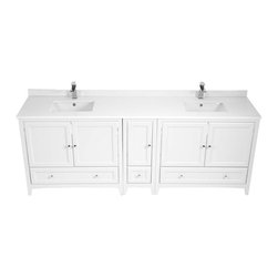 Oxford 84 in. Double Vanity in Antique White - Bathroom Vanities And Sink Consoles