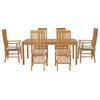 7 Piece Teak Wood 71" Patio Bistro Dining Set With 2 Arm Chairs, 4 Side Chairs