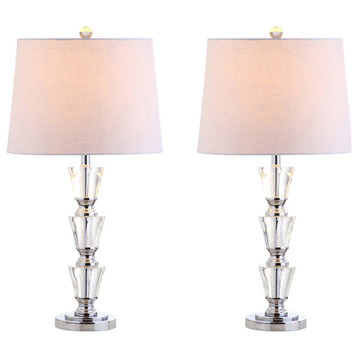 Layla 27" Crystal Table Lamp, Clear, Set of 2