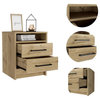 Home Square Eter Engineered Wood Nightstand in Light Oak - Set of 2