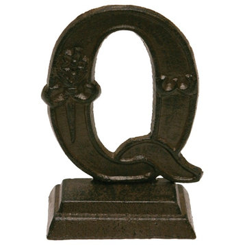 Iron Ornate Standing Monogram Letter Q Tier Tray Tabletop Figurine 5 Inches