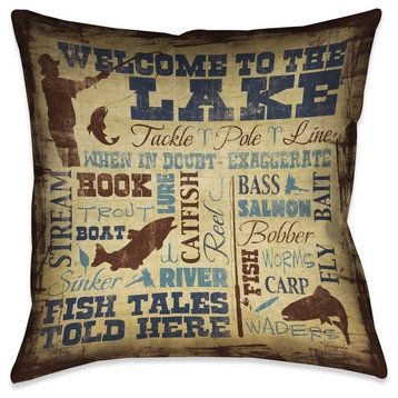 Laural Home Welcome to the Lake Outdoor Decorative Pillow, 20"x20"