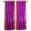 Lined-Violet Red Ring Top  Sheer Sari Curtain / Drape  - 43W x 84L - Piece