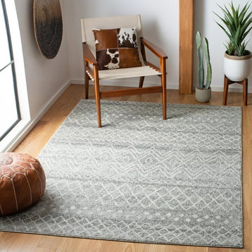 Power Loomed Area Rug With Brilliant Geometric Pattern, Silver-Ivory/9' X 12'