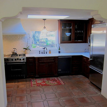Small Galley Kitchen in Santa Barbara Spanish home