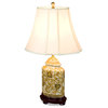 Gold Floral Vine Motif Asian Porcelain Lamp