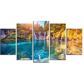 "Turquoise Water and Sunny Beams" Landscape Photo Metal Art, 5 Panels, 60"x32"