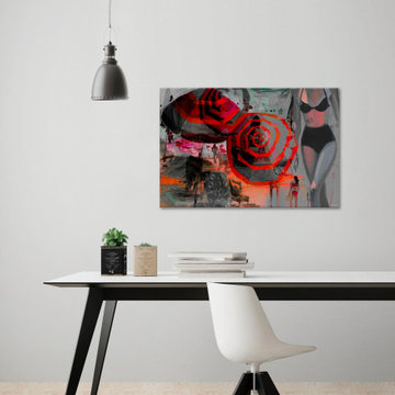 "Dark Beach Scene" Painting Print on Wrapped Canvas