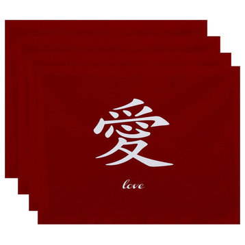 18"x14" Love, Word Print Placemat, Red, Set of 4