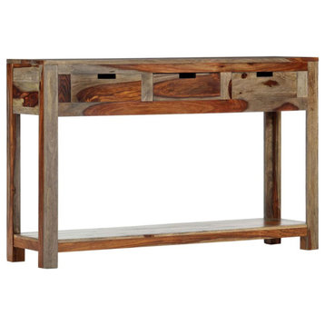 vidaXL Console Table with 3 Drawers 47.2x11.8x29.5 Solid Sheesham Wood,...