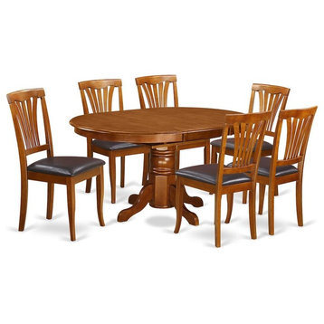 7-Piece Avon Table With Leaf And 6Padded Leather Chairs.