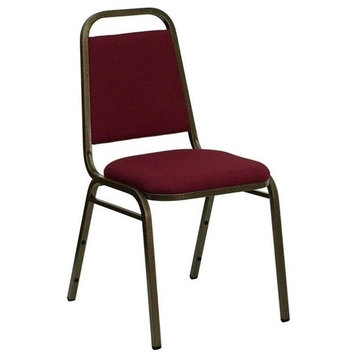 Bowery Hill Fabric/Metal Trapezoid Back Banquet Stacking Chair in Red/Gold