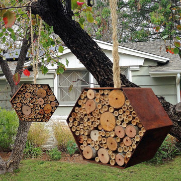 Hanging Bee Bungalows in the garden