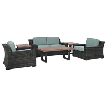 Beaufort 5-Piece Outdoor Wicker Seating Set With Mist Cushion