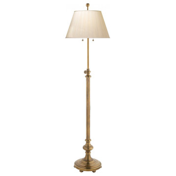 Overseas Adjustable Club Floor Lamp, 2-Light, Antique-Burnished Brass, 47"H
