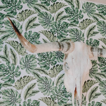 Monstera & Banana Wallpaper for southwestern bohemian bedroom