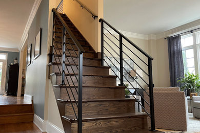 Inspiration for a modern staircase remodel in Chicago
