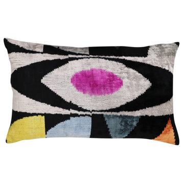 Canvello Handmade Abstract Design Velvet Throw Pillow 16" X 24"