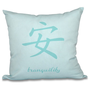 16"x16" Tranquility, Word Print Pillow, Aqua