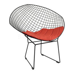 Metal Chair with Cushion and Grid Design - Armchairs And Accent Chairs