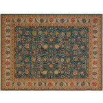Bareens Designer Rugs - Turkish Knotted Istanbul Jaleesa Teal/Ivory Wool Rug - 8'3'' x 9'8'' - Designed with a mesmerizing intricate traditional motif this glorious hand knotted rug is a masterpiece that will fill any space with sophistication and grace. An exhilarating color pallet with an elaborate design, this masterpiece features luxurious hand spun wool with all vegetable dyes to add comfort and style to your decor. The design, color and beautiful chromatic composition with a sheen in traditional and transitional designs, exude beauty, elegance and quality make this rug a masterpiece of its own.