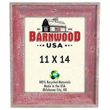 BarnwoodUSA Artisan Picture Frame - 100% Reclaimed Wood, Rustic Red, 11x14