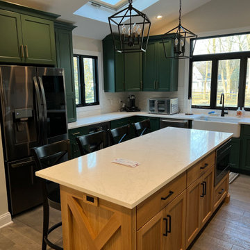 Bold Green Industrial Kitchen