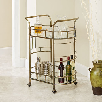 Sinclair 2-Tier Serving Cart, Antique Gold
