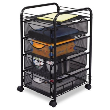 Safco Onyx Mesh File Cart with 4 Drawers in Black